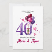Invitation pour les 40 ans de mariage Rubis (Devant)