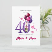 Invitation pour les 40 ans de mariage Rubis (Debout devant)