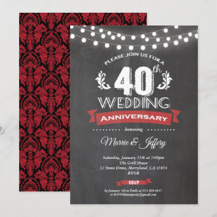 Invitation pour les 40 ans de mariage. Rubis rouge