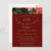 Invitation pour les 40 ans de mariage Rubis Rouge (Devant / Derrière)