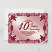 Invitation pour les 40 ans de mariage Ruby 4,25x5, (Devant)