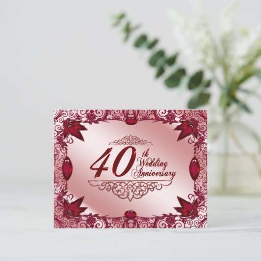 Invitation pour les 40 ans de mariage Ruby 4,25x5, (Debout devant)