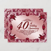 Invitation pour les 40 ans de mariage Ruby 4,25x5, (Devant / Derrière)