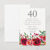 Invitation pour les 40 ans de mariage Ruby Red Ros (Devant / Derrière)