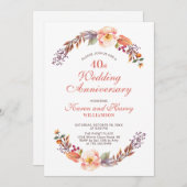 Invitation pour les 40 ans de mariage thème floral (Devant / Derrière)