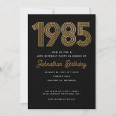 Invitation pour les 40 ans en faux or noir 1985 (Devant)
