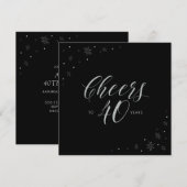 Invitation pour les 40 ans Silver & Black Cheers (Devant / Derrière)