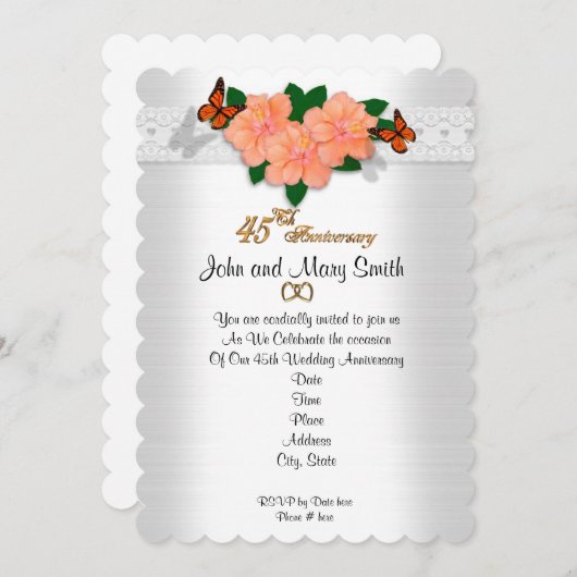 Invitation pour les 45 ans de mariage (Devant / Derrière)