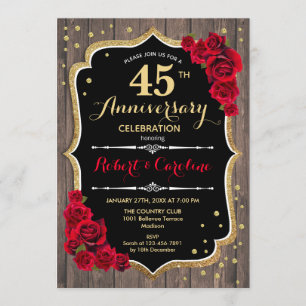 Invitation pour les 45 ans de mariage - Bois rusti