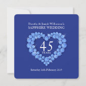 Invitation pour les 45 ans de mariage coeur de sap (Devant)