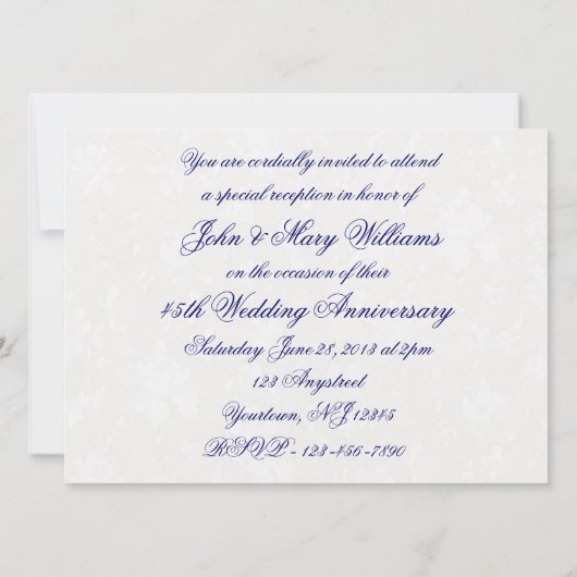 Invitation pour les 45 ans de mariage - Damask (Dos)