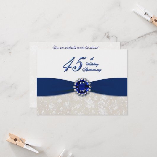 Invitation pour les 45 ans de mariage - Damask (Devant/Arrière en situation)