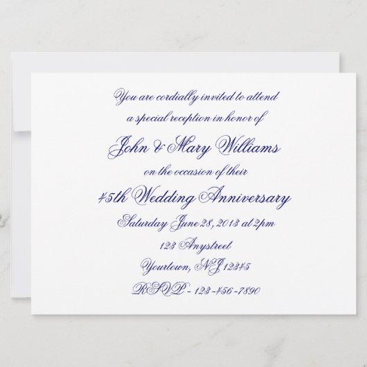 Invitation pour les 45 ans de mariage - Damassé (Dos)