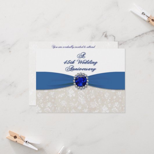 Invitation pour les 45 ans de mariage - Damassé (Devant/Arrière en situation)