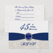 Invitation pour les 45 ans de mariage damassé (Devant / Derrière)