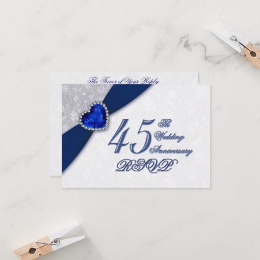 Invitation pour les 45 ans de mariage damassé (Devant/Arrière en situation)
