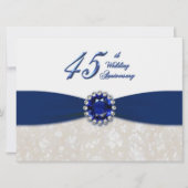 Invitation pour les 45 ans de mariage damassé (Devant)