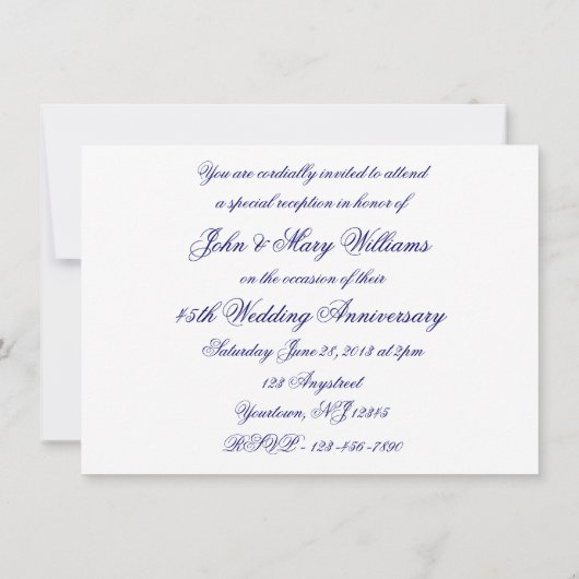 Invitation pour les 45 ans de mariage - Damassé (Dos)