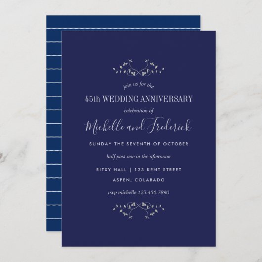 Invitation pour les 45 ans de mariage de saphir (Devant / Derrière)