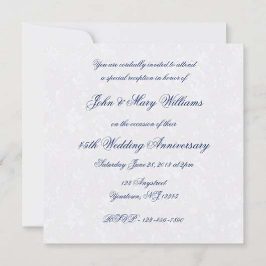 Invitation pour les 45 ans de mariage en Damassé d (Dos)