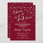 Invitation pour les 45 ans de mariage en rouge rub (Devant / Derrière)