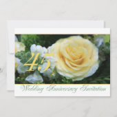 Invitation pour les 45 ans de mariage - Rose jaune (Devant)