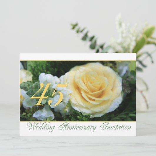 Invitation pour les 45 ans de mariage - Rose jaune (Debout devant)