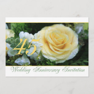 Invitation pour les 45 ans de mariage - Rose jaune