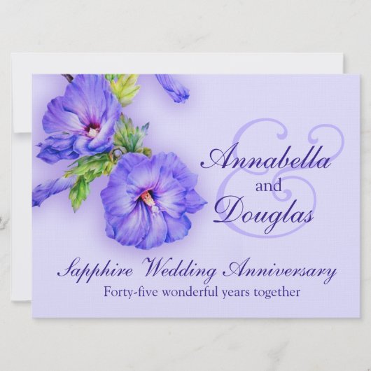 Invitation pour les 45 ans de mariage saphir (Devant)