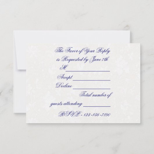 Invitation pour les 45 ans de mariage, thème damas (Dos)