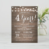 Invitation pour les 4 ans de mariage en bois rusti (Debout devant)