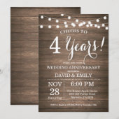 Invitation pour les 4 ans de mariage en bois rusti (Devant / Derrière)