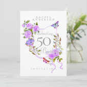 Invitation pour les 50 ans avec un ruban rose pour (Debout devant)