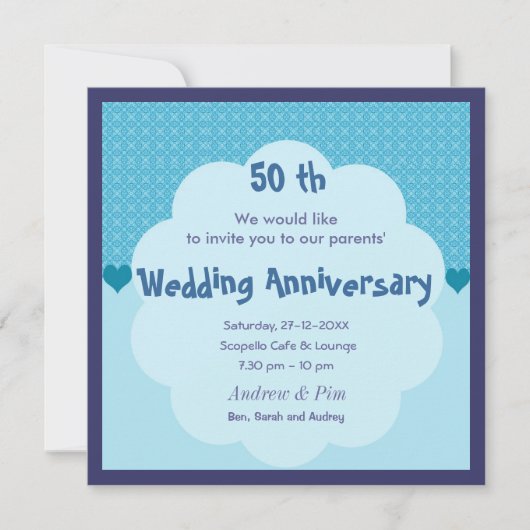 Invitation pour les 50 ans d'anniversaire de maria (Devant)