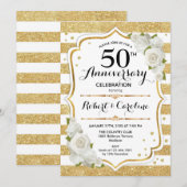 Invitation pour les 50 ans d'anniversaire - Roses (Devant / Derrière)