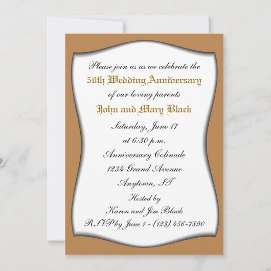Invitation pour les 50 ans de mariage (Dos)