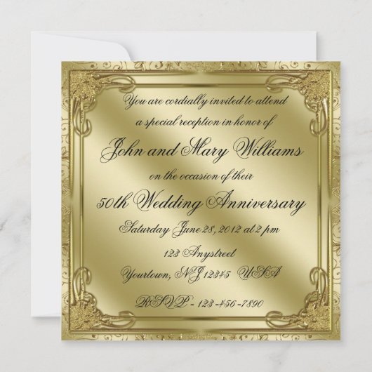 Invitation pour les 50 ans de mariage (Dos)