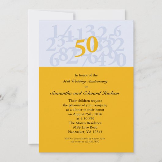 Invitation pour les 50 ans de mariage (Devant)