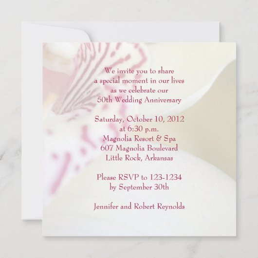 Invitation pour les 50 ans de mariage (Dos)