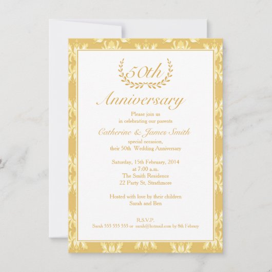 Invitation pour les 50 ans de mariage (Devant)