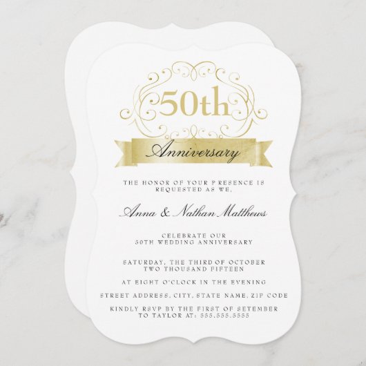 Invitation pour les 50 ans de mariage (Devant / Derrière)