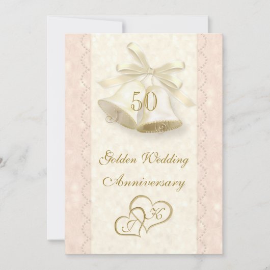 Invitation pour les 50 ans de mariage avec cloches (Devant)