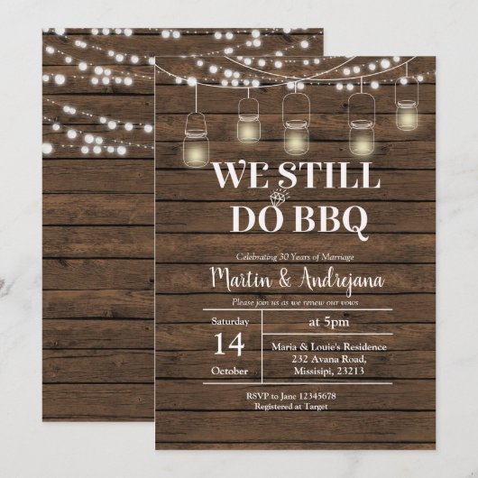 Invitation pour les 50 ans de mariage BBQ (Devant / Derrière)