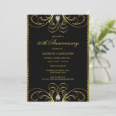 Invitation pour les 50 ans de mariage Black & Gold (Debout devant)