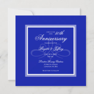 Invitation pour les 50 ans de mariage bleu cobalt