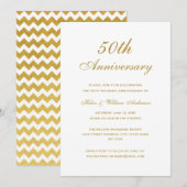 Invitation pour les 50 ans de mariage Chevron Or (Devant / Derrière)