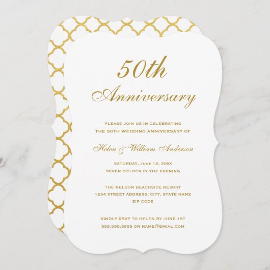 Invitation pour les 50 ans de mariage de mariage e (Devant / Derrière)