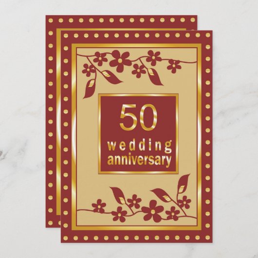 Invitation pour les 50 ans de mariage de noces d'o (Devant / Derrière)