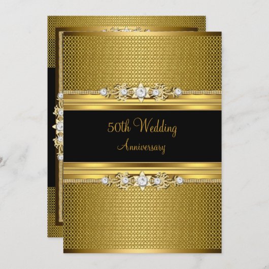 Invitation pour les 50 ans de mariage Diamond Flow (Devant / Derrière)