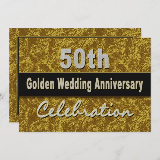 Invitation pour les 50 ans de mariage - Doré (Devant / Derrière)
